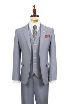 Bộ Suit Xám Trắng Phối Đột Chỉ Viền Modern Fit TGS376